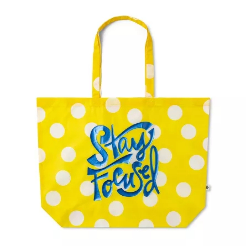'Stay Focused' Packable Tote Bag Yellow - Tabitha Brown for Target NWT